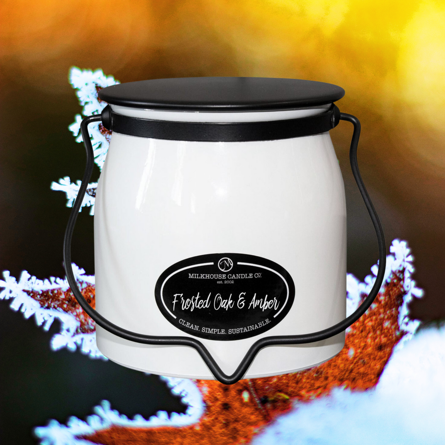 Butter Jar 16 oz: Frosted Oak and Amber