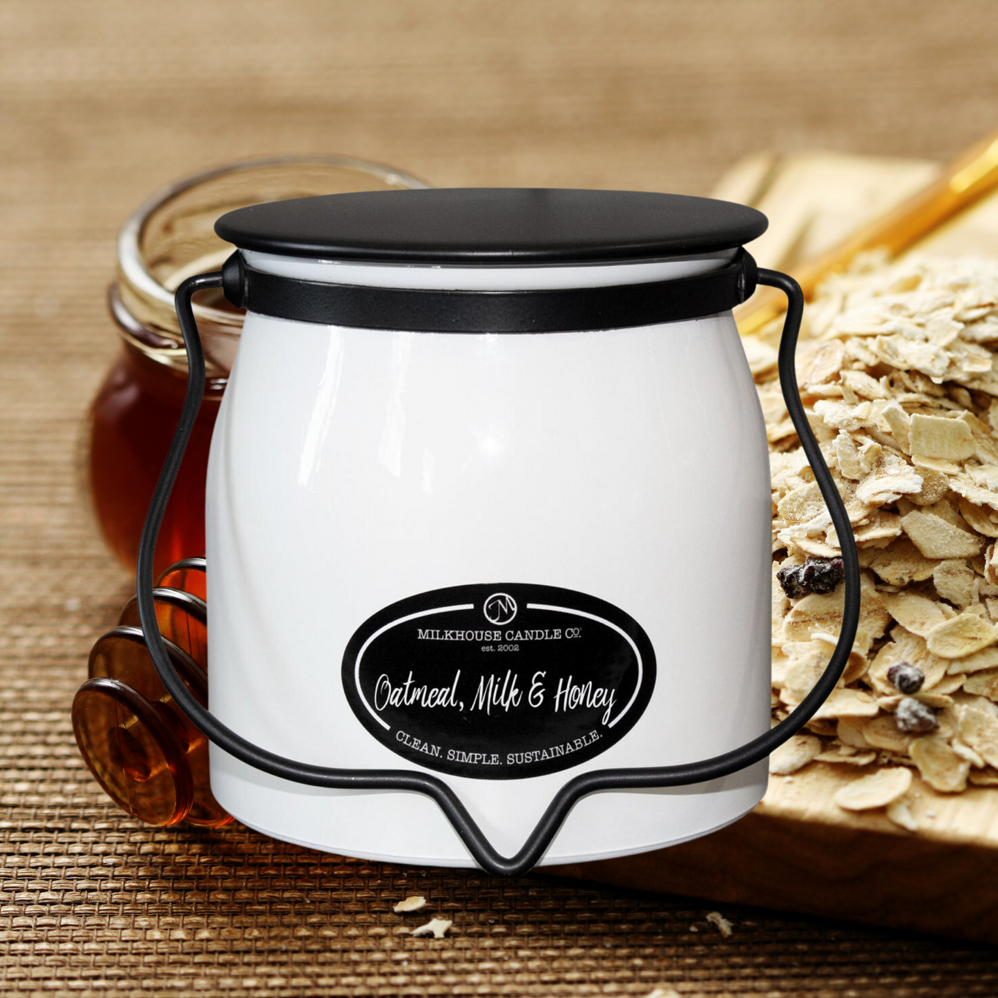 Butter Jar 16 oz: Oatmeal, Milk, And Honey